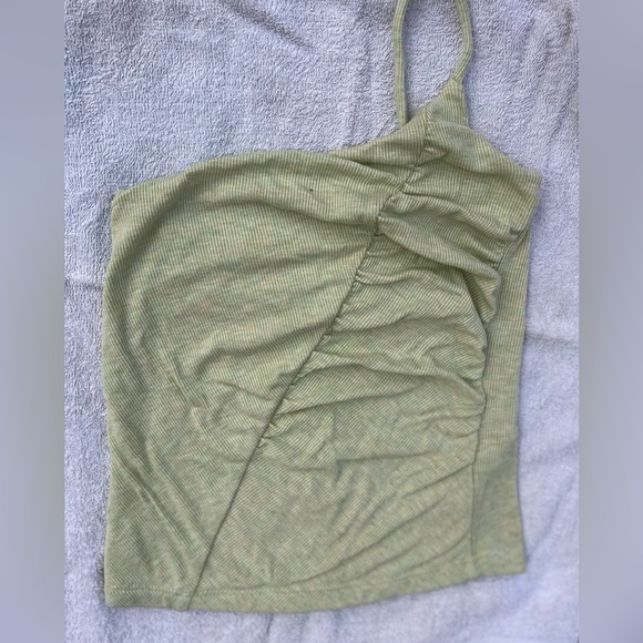LNA yellow/lime colored one strap cropped top. Side/front diagonal scrunch, XS - Picture 1 of 6